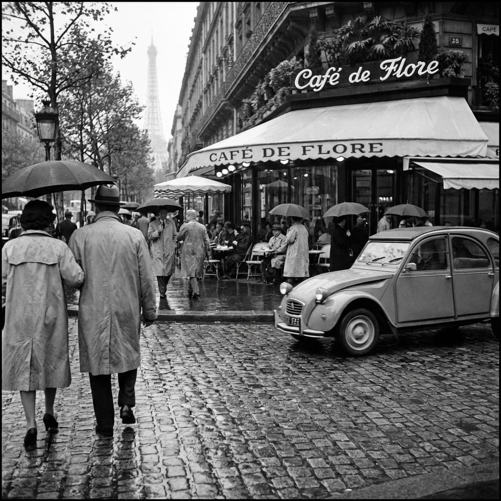 Scène de rue urbaine noir et blanc