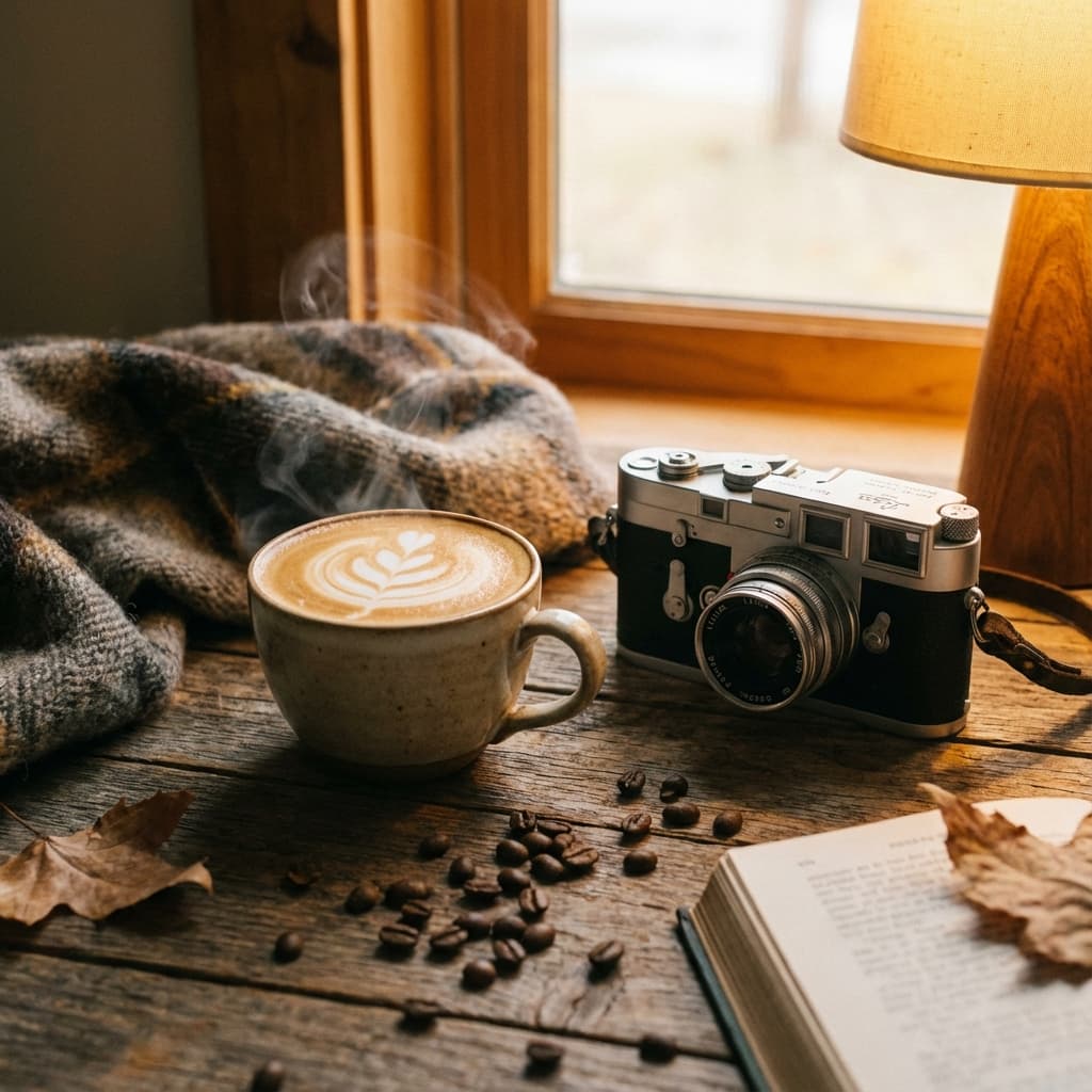 Café et appareil photo argentique